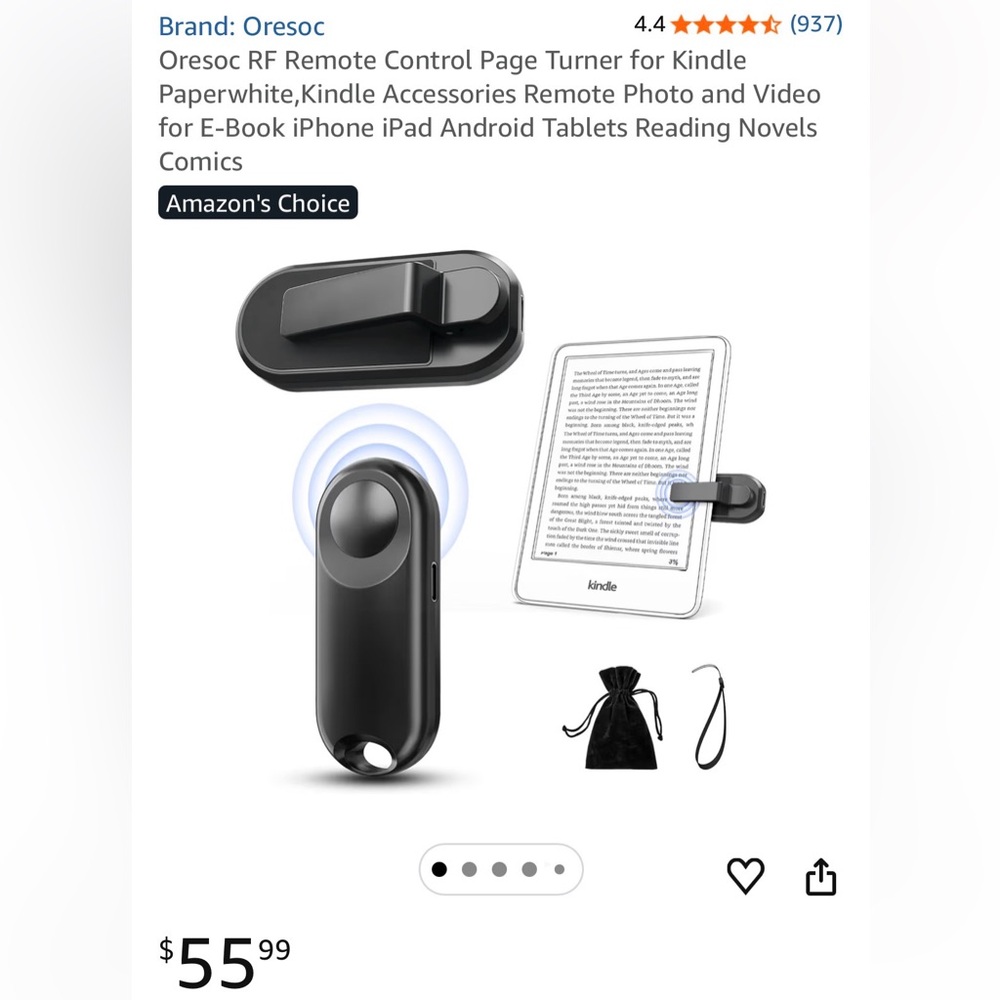 Black Remote Control Page Turner for Kindle